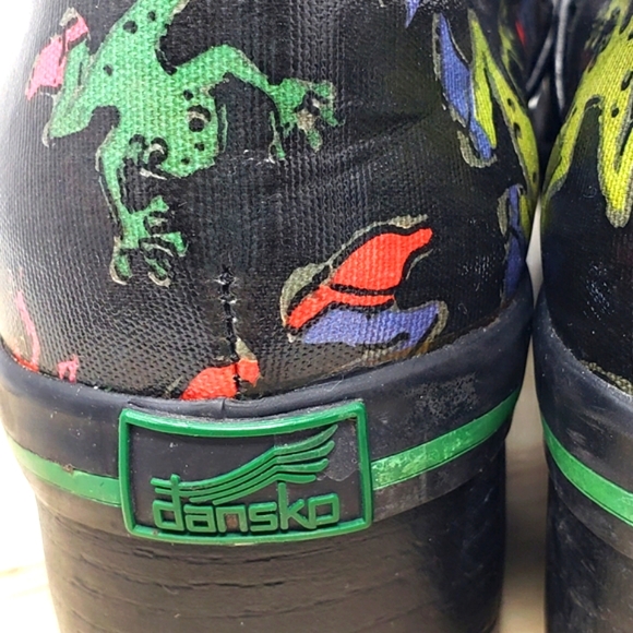 Dansko Vegan Black Frog Volley Shoes Clogs Comfort Colorful Nursing EU38 US7.5-8 - Picture 10 of 14